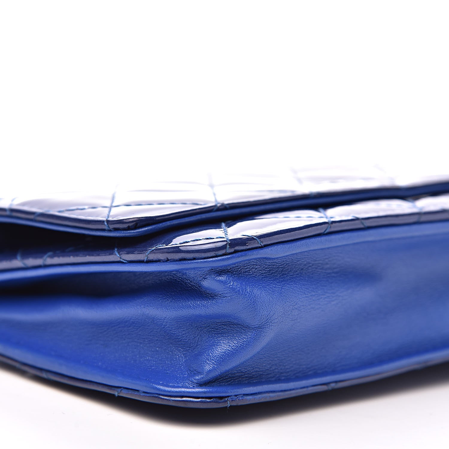 Chanel Patent Quilted Wallet On Chain WOC Dark Blue 9 of 12