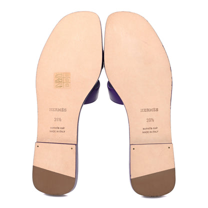 Hermes Calfskin Oran Sandals 39.5 Violet Majorette 7 of 11