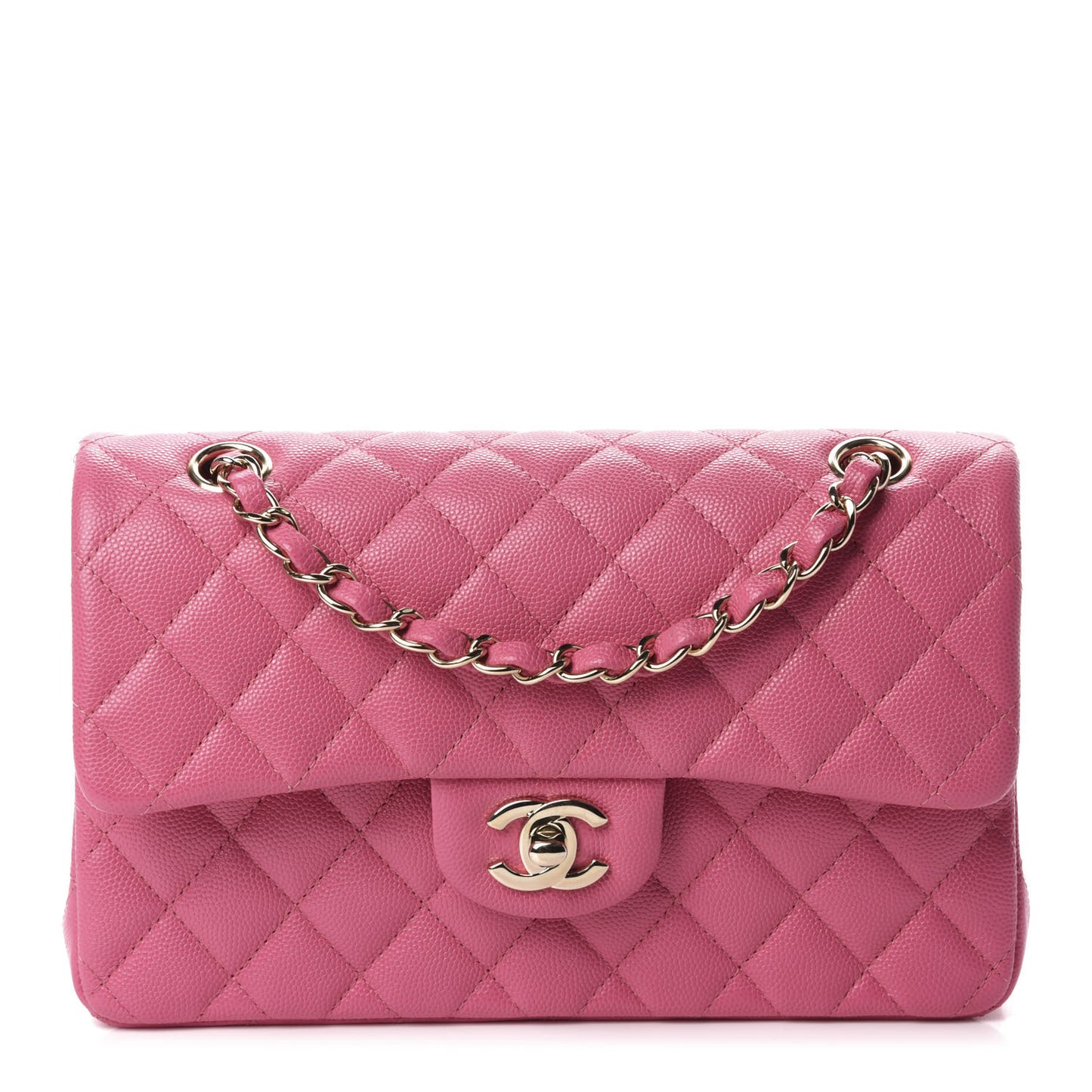 Caviar Quilted Small Double Flap Pink