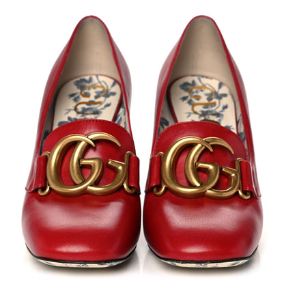Gucci Malaga Kid GG Victoire 95mm Loafer Pumps 35.5 Hibiscus Red 2 of 10