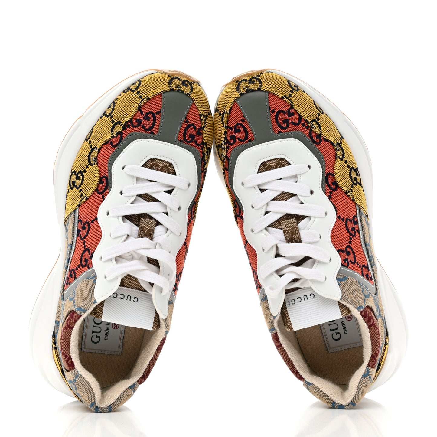 Monogram Multicolor Demetra Womens Rhyton Sneakers 35 Yellow Blue Great White Tabasco
