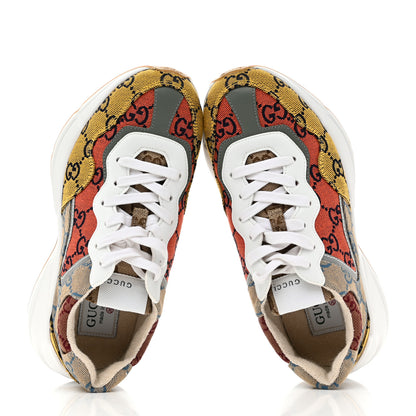 Gucci Monogram Multicolor Demetra Womens Rhyton Sneakers 35 Yellow Blue Great White Tabasco 2 of 9