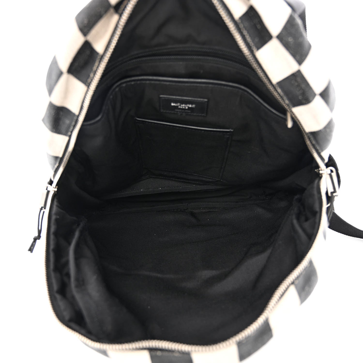 Saint Laurent Calfskin Checked Print Nuxx Backpack Black White 6 of 17