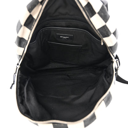 Saint Laurent Calfskin Checked Print Nuxx Backpack Black White 6 of 17