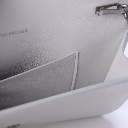 Balenciaga Grained Calfskin Logo Cash Phone Holder Wallet On Chain White Fluo Pink 9 of 12