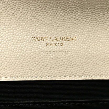 Saint Laurent Grain De Poudre Textured Mixed Matelasse Triquilt Monogram Clutch Blanc Vintage 7 of 7