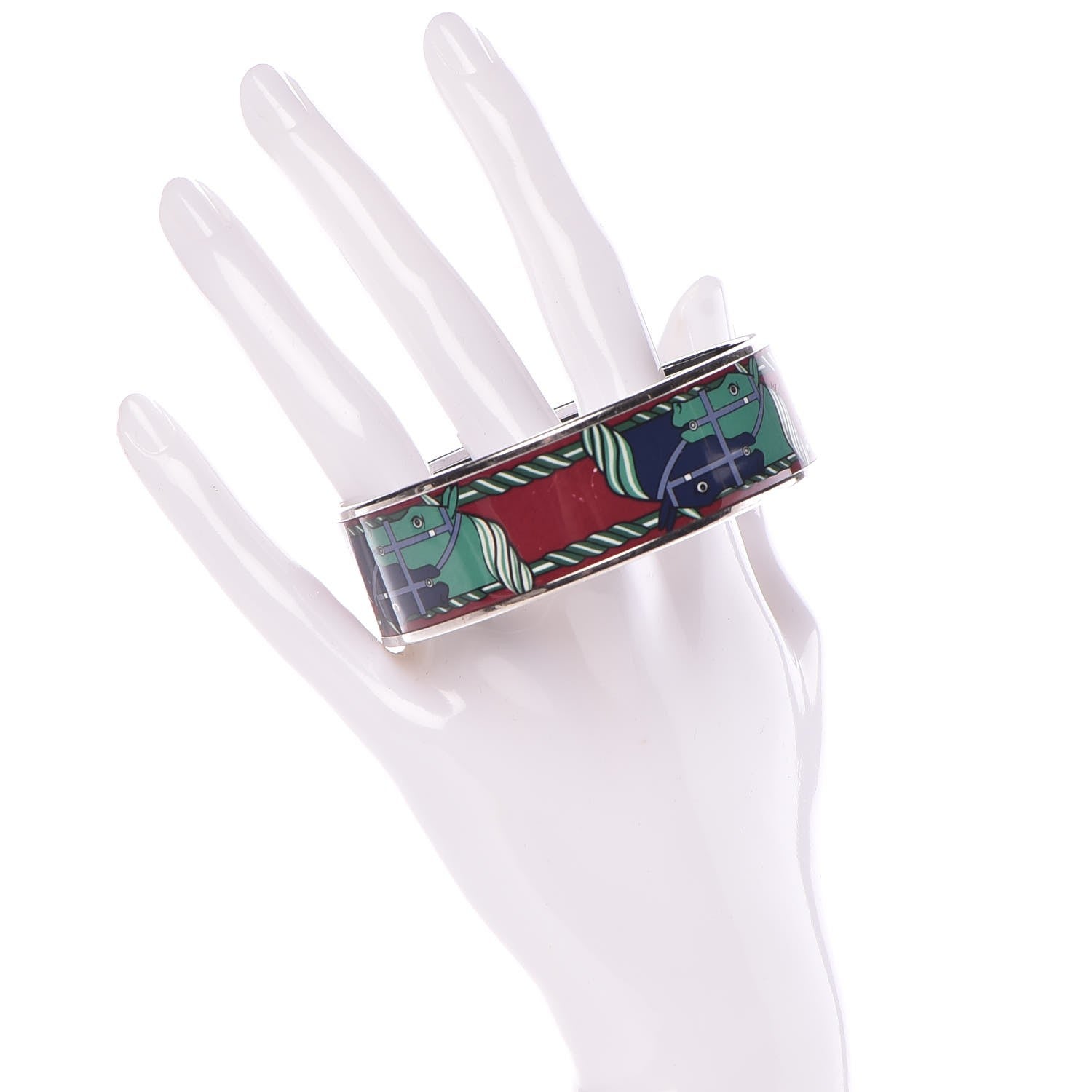 Hermes Enamel Printed Wide Quadrige Bracelet 75 2 of 5