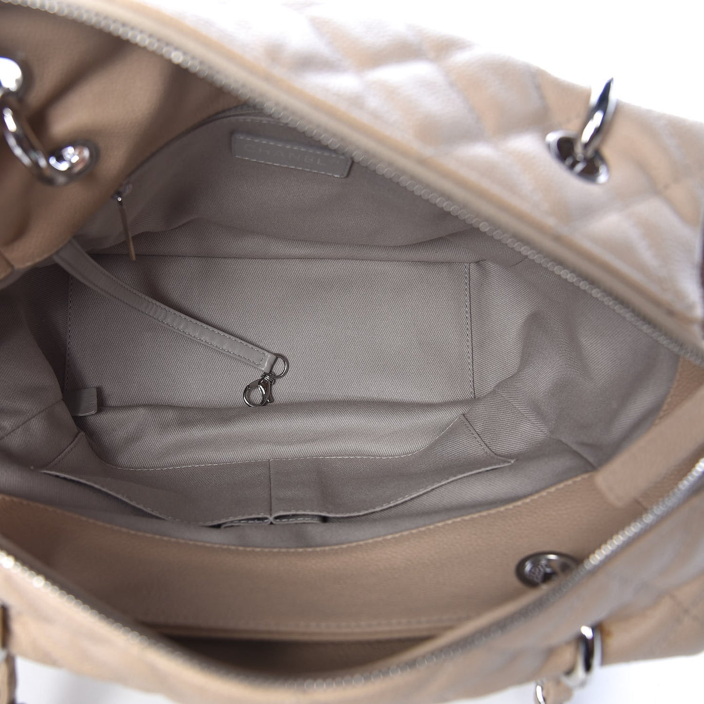 Caviar Quilted Easy Zip Tote Beige