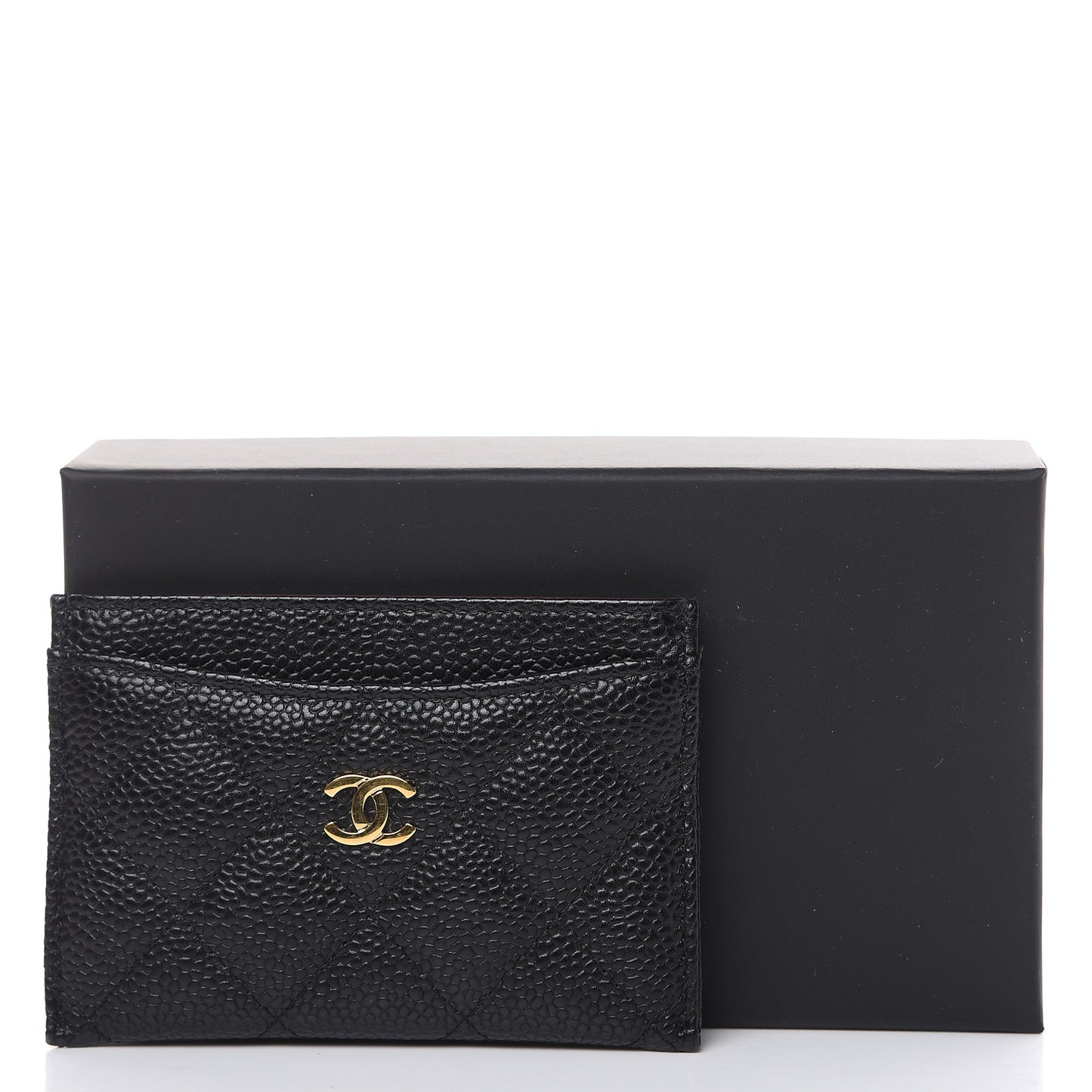 Caviar Quilted Card Holder Black