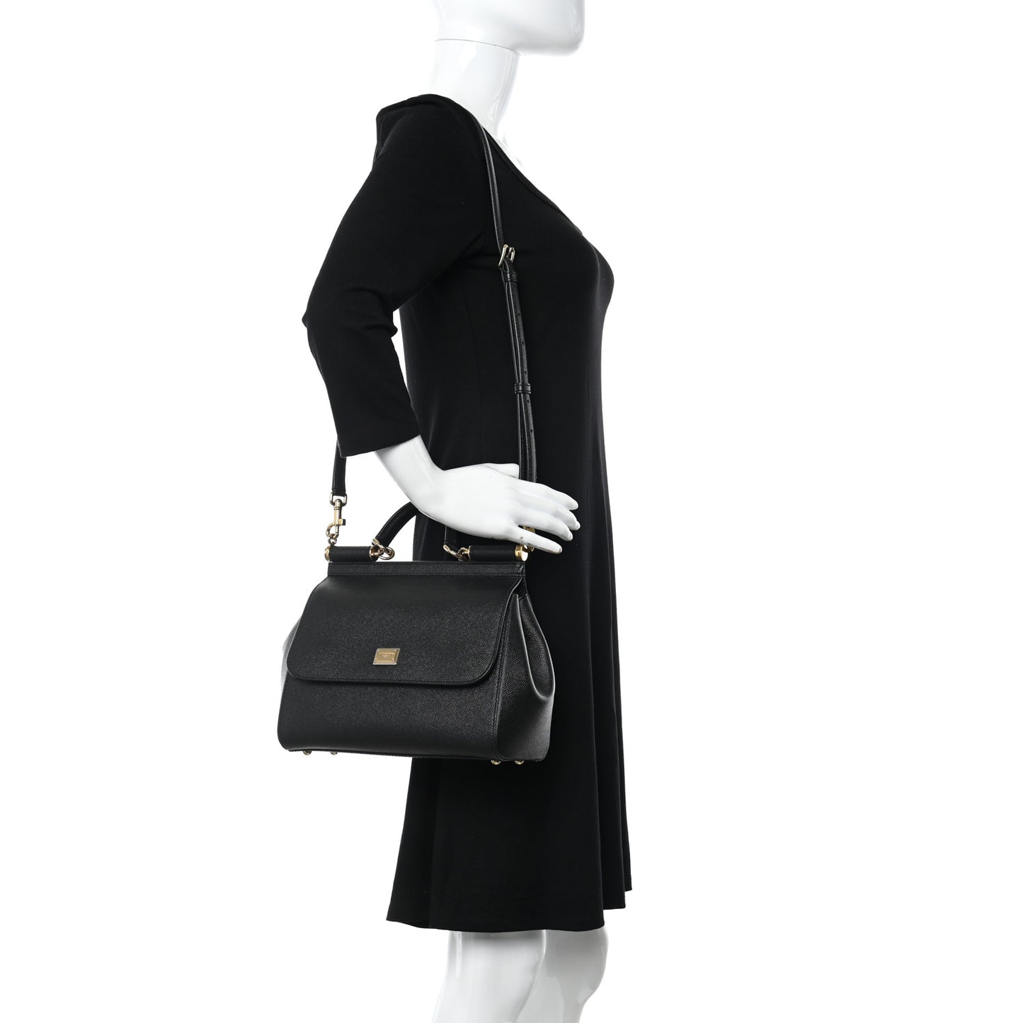 DOLCE & GABBANA Dauphine Large Miss Sicily Satchel Black