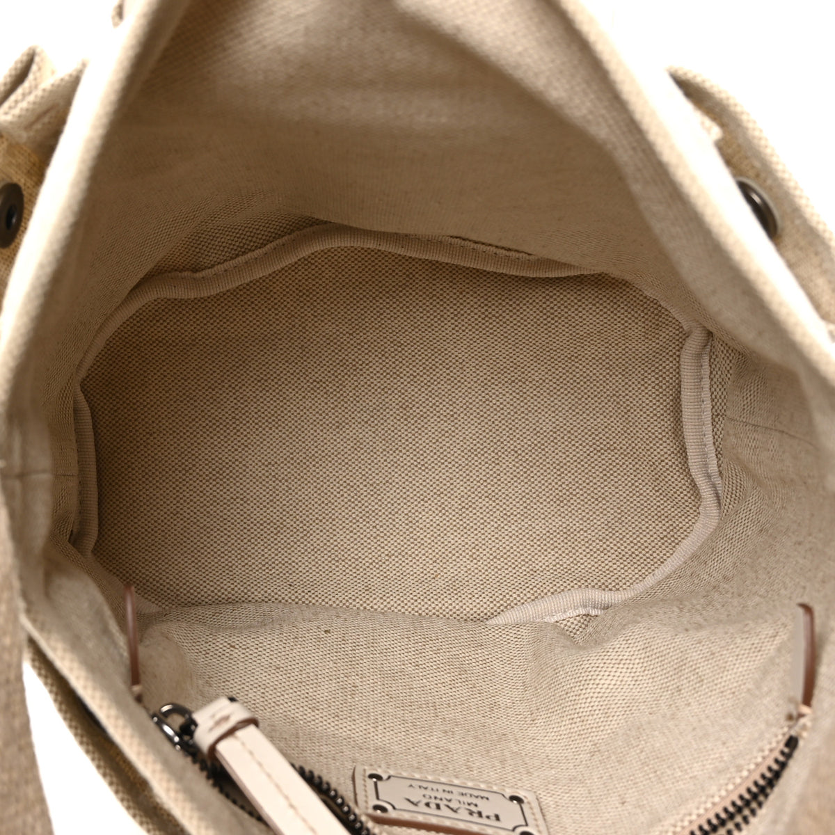 Prada Canvas Calfskin Mini Route Bucket Bag Naturale 5 of 11
