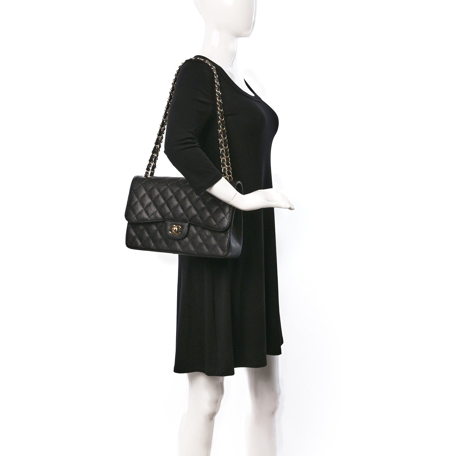 Chanel Caviar Quilted Jumbo Double Flap Black 2 of 10