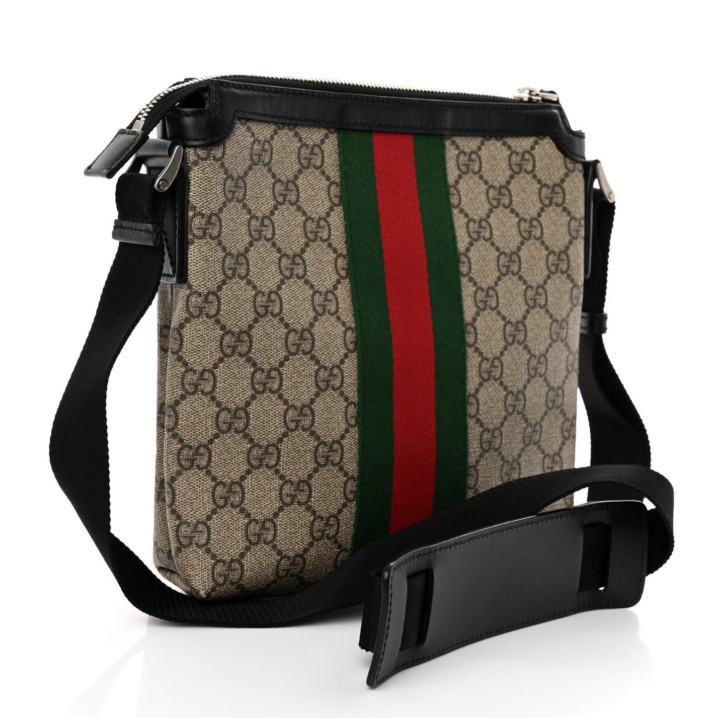 GG Supreme Monogram Web Messenger Bag Black