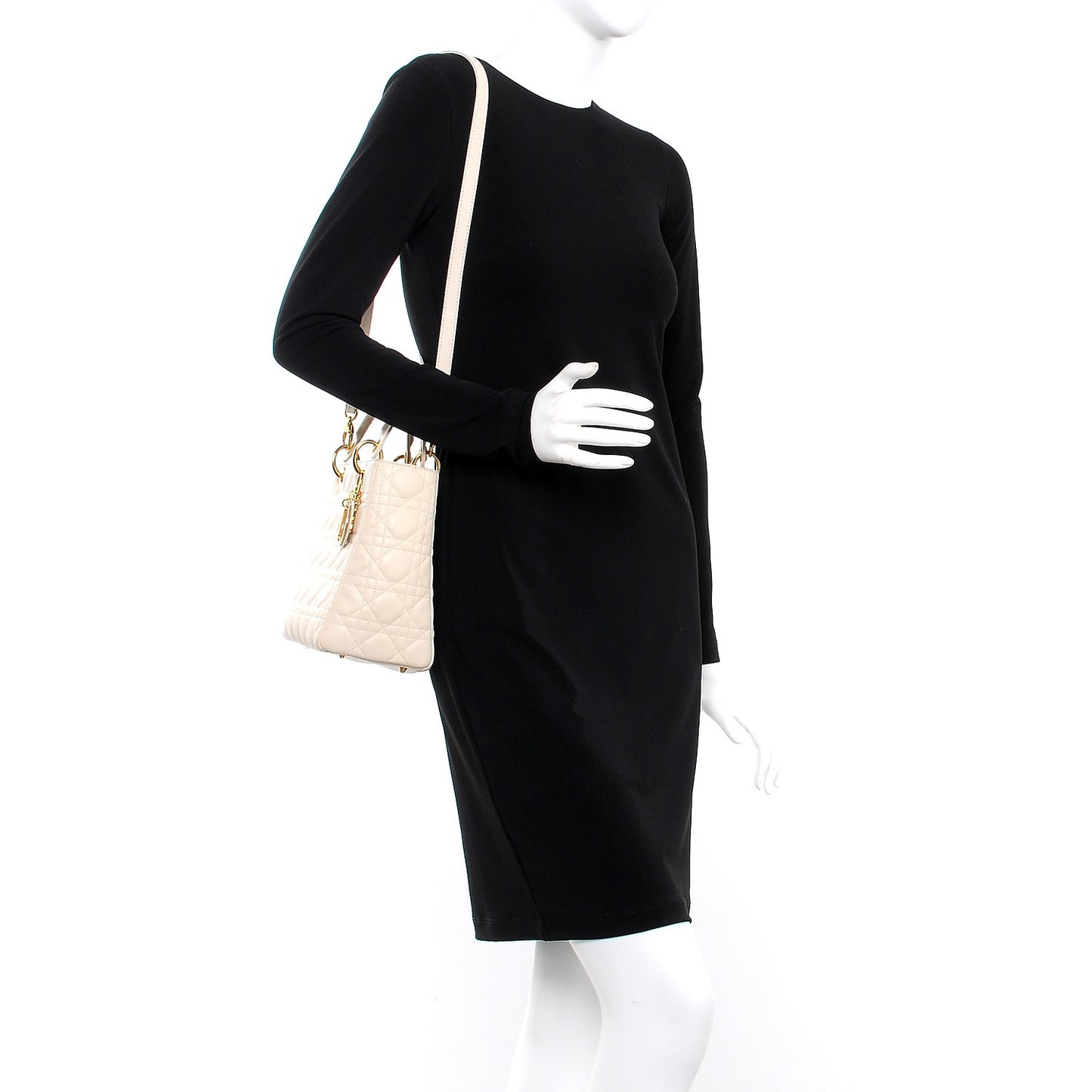 Lambskin Cannage Medium Lady Dior White