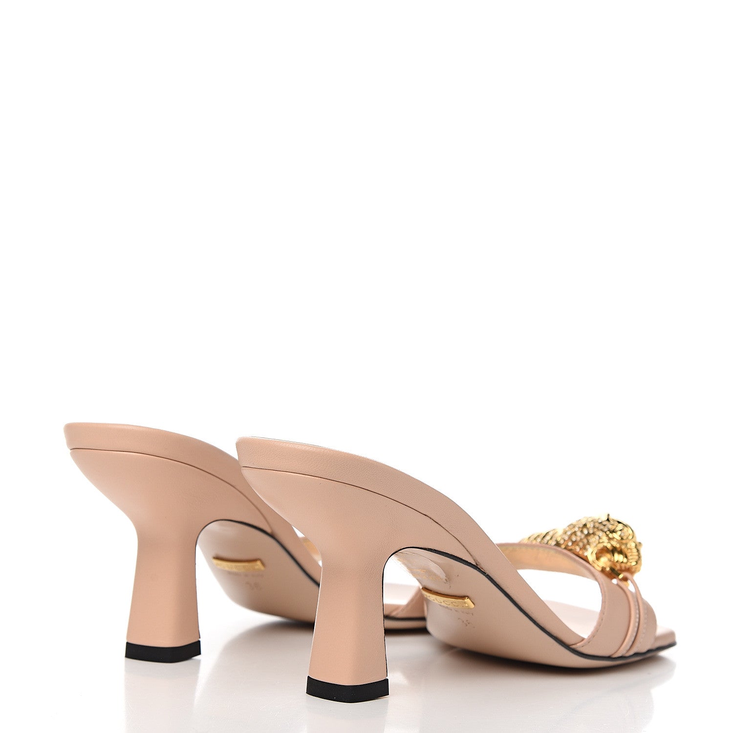 Gucci Nappa Dora Tiger Head Mid Heel Slide Sandals 36 Skin Rose 4 of 8