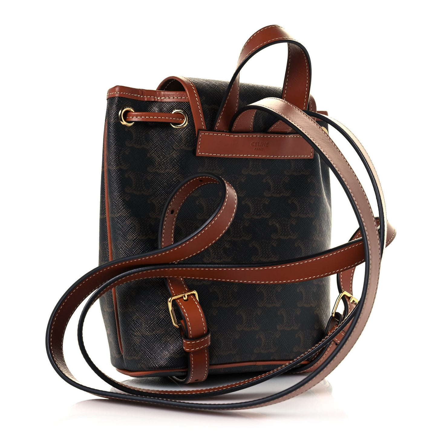 Triomphe Canvas Calfskin Mini Folco Backpack Tan