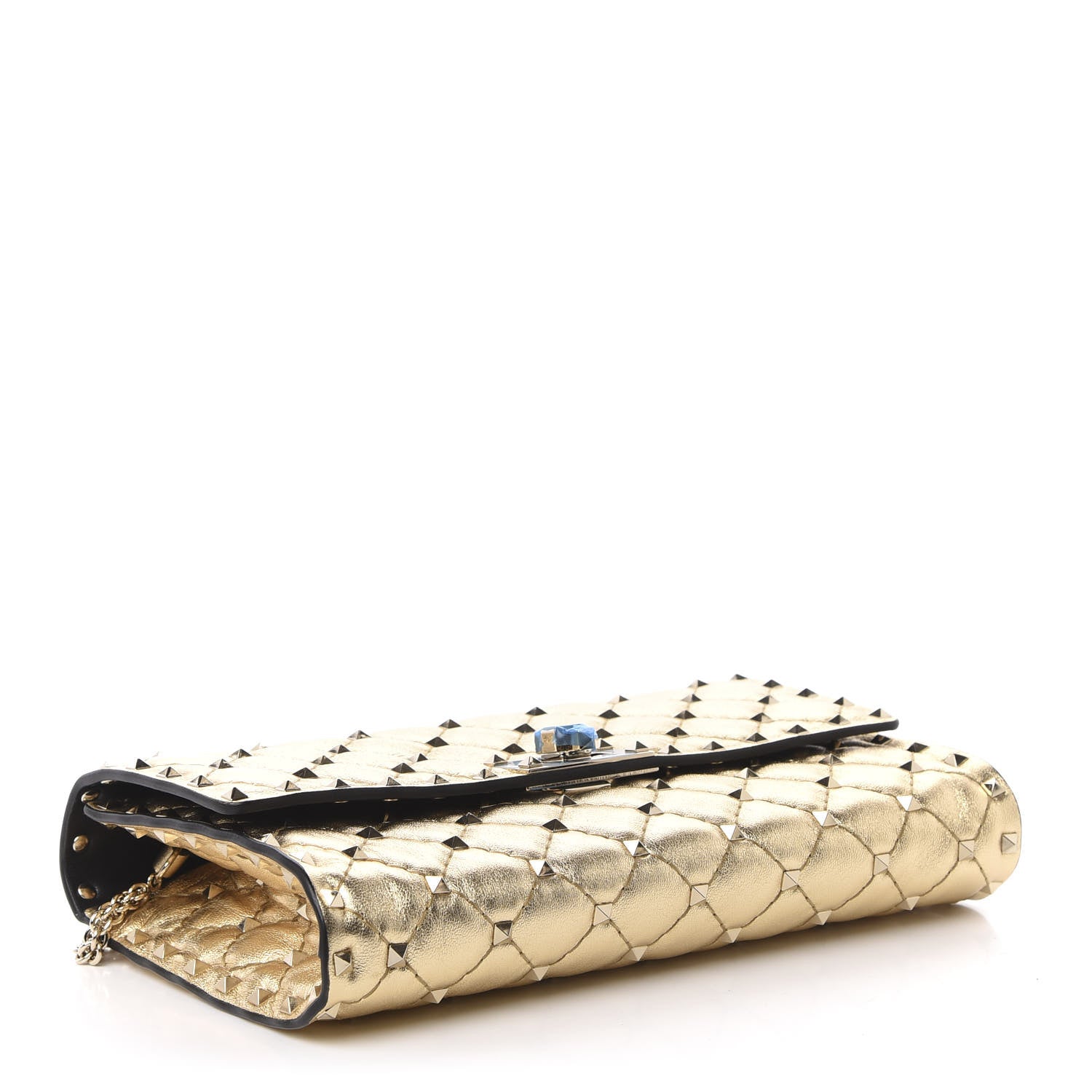 Valentino Garavani Metallic Nappa Rockstud Spike Wallet on Chain Mekong 4 of 10