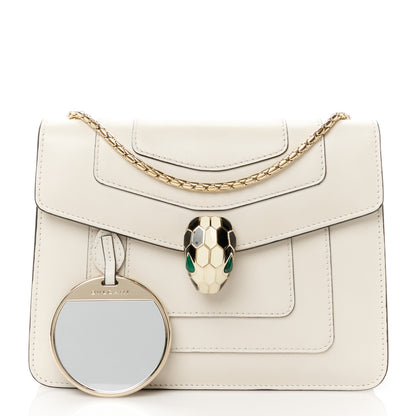 Bulgari Calfskin Small Serpenti Forever Snake Strap Crossbody Bag White Agate 3 of 11