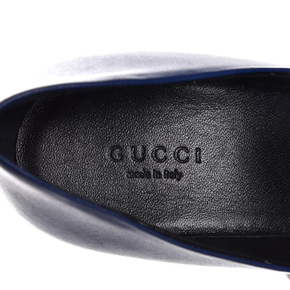 Gucci Nappa Logo Plate Round Toe Pumps 37 Zaffiro 9 of 11