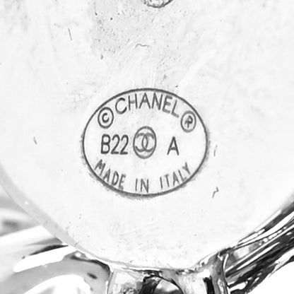 Chanel Pearl Chain Link CC Drop Earrings Silver 4 of 4