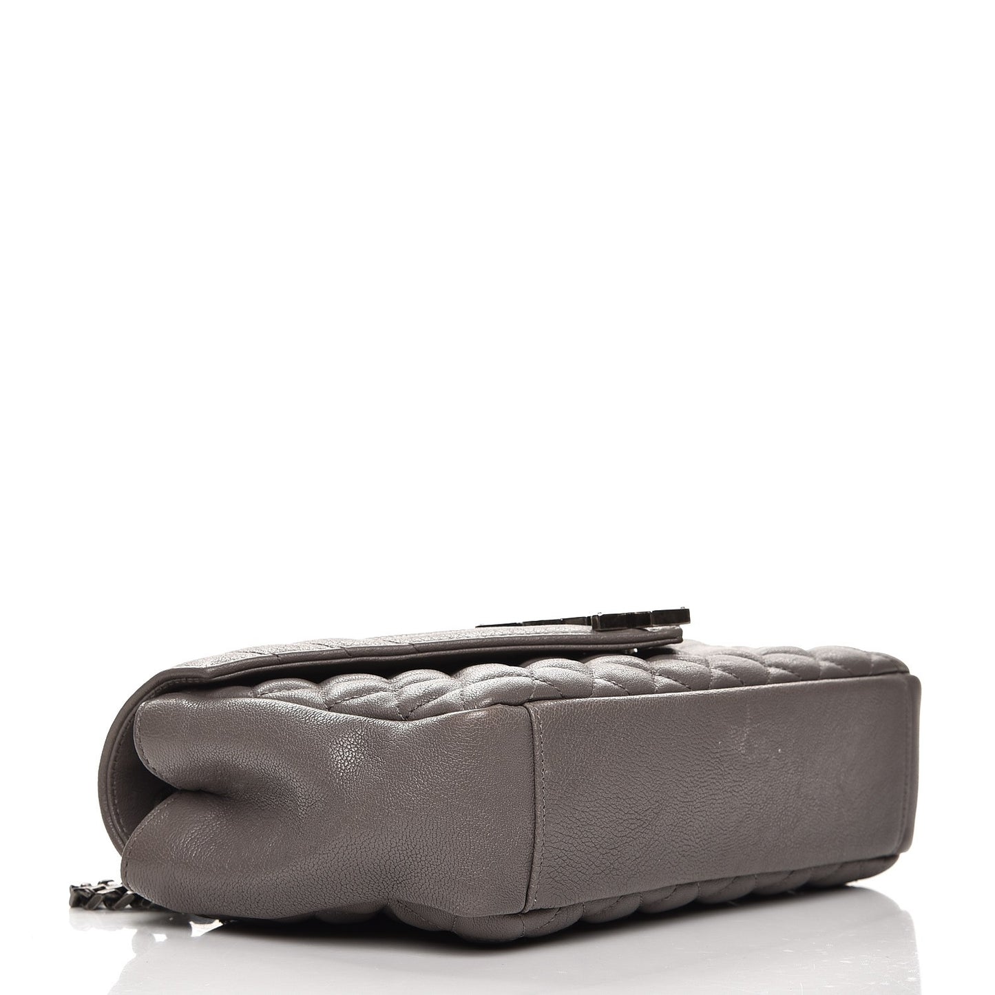 Sheepskin Tri-Quilt Monogram Medium College Bag Gray