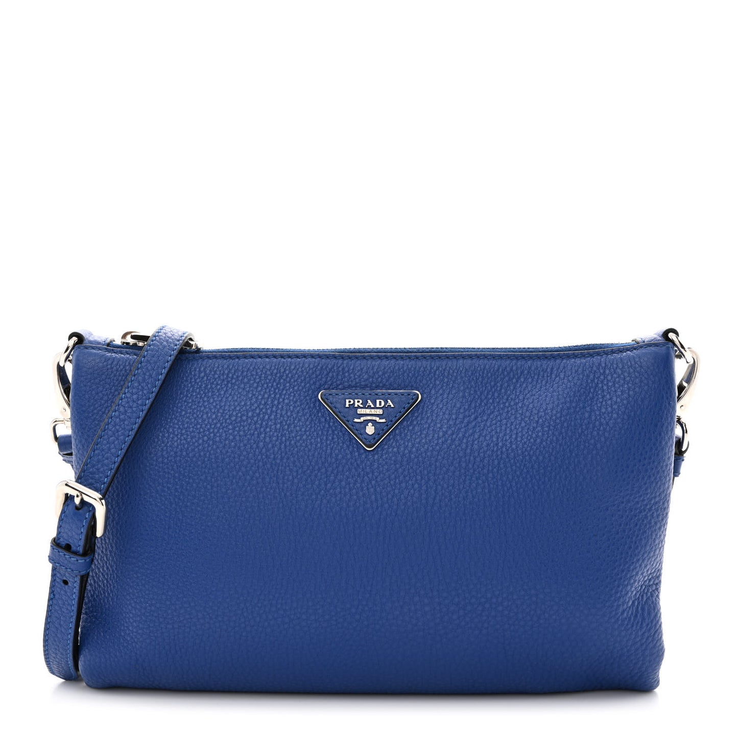 Vitello Daino Zippered Shoulder Bag Royal