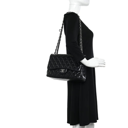 Chanel Lambskin Quilted Jumbo Double Flap Black 2 of 14