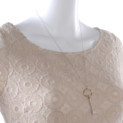 Tiffany Sterling Silver Oval Key Pendant Link Necklace 2 of 5