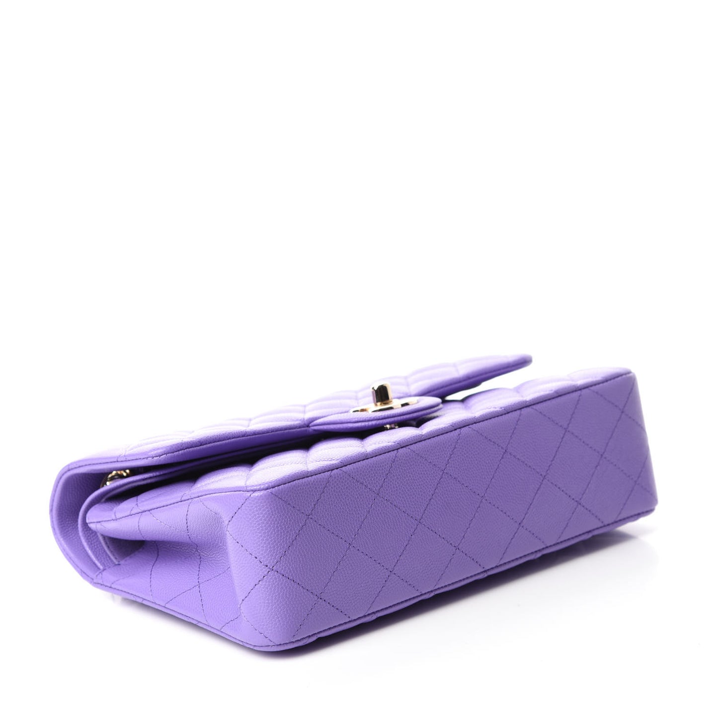 Caviar Quilted Small Double Flap Purple