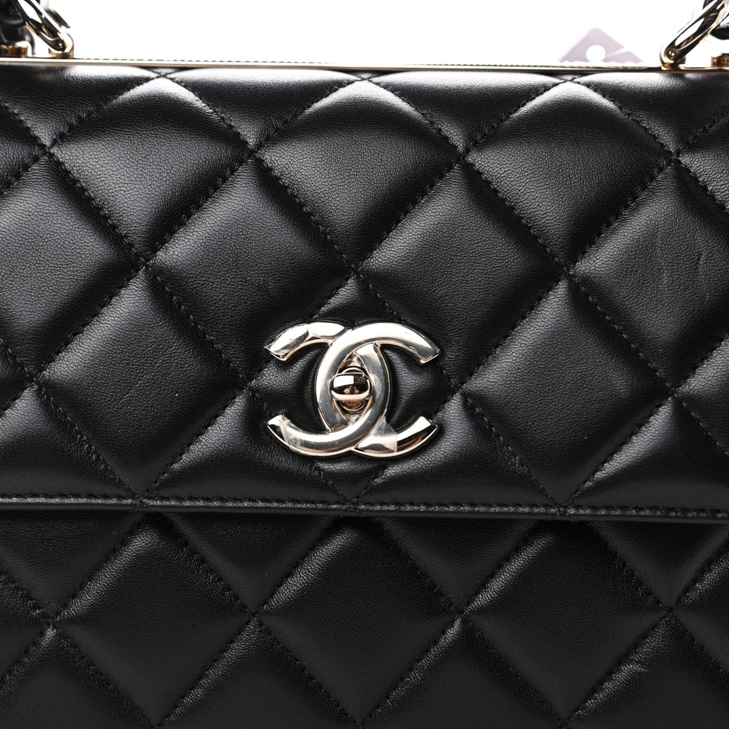 Lambskin Quilted Small Trendy CC Dual Handle Flap Bag Black