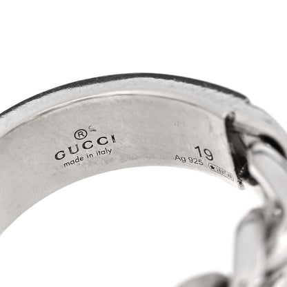 Gucci Sterling Silver Enamel Logo Chain Ring 59 8.75 Turquoise 4 of 5