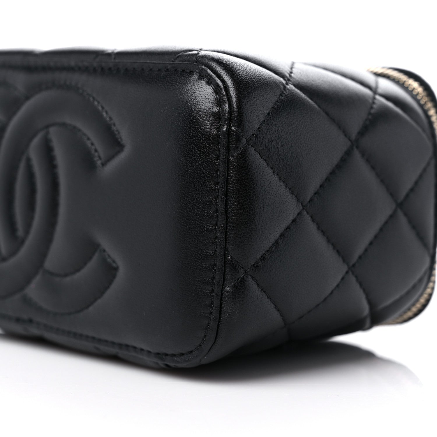Chanel Lambskin Quilted Metal Small Top Handle Vanity Case With Chain Black 9 of 10