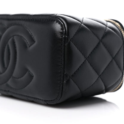 Chanel Lambskin Quilted Metal Small Top Handle Vanity Case With Chain Black 9 of 10