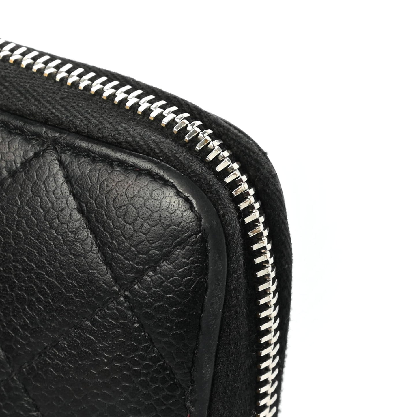 Caviar Quilted Large Gusset Zip Around Wallet Black