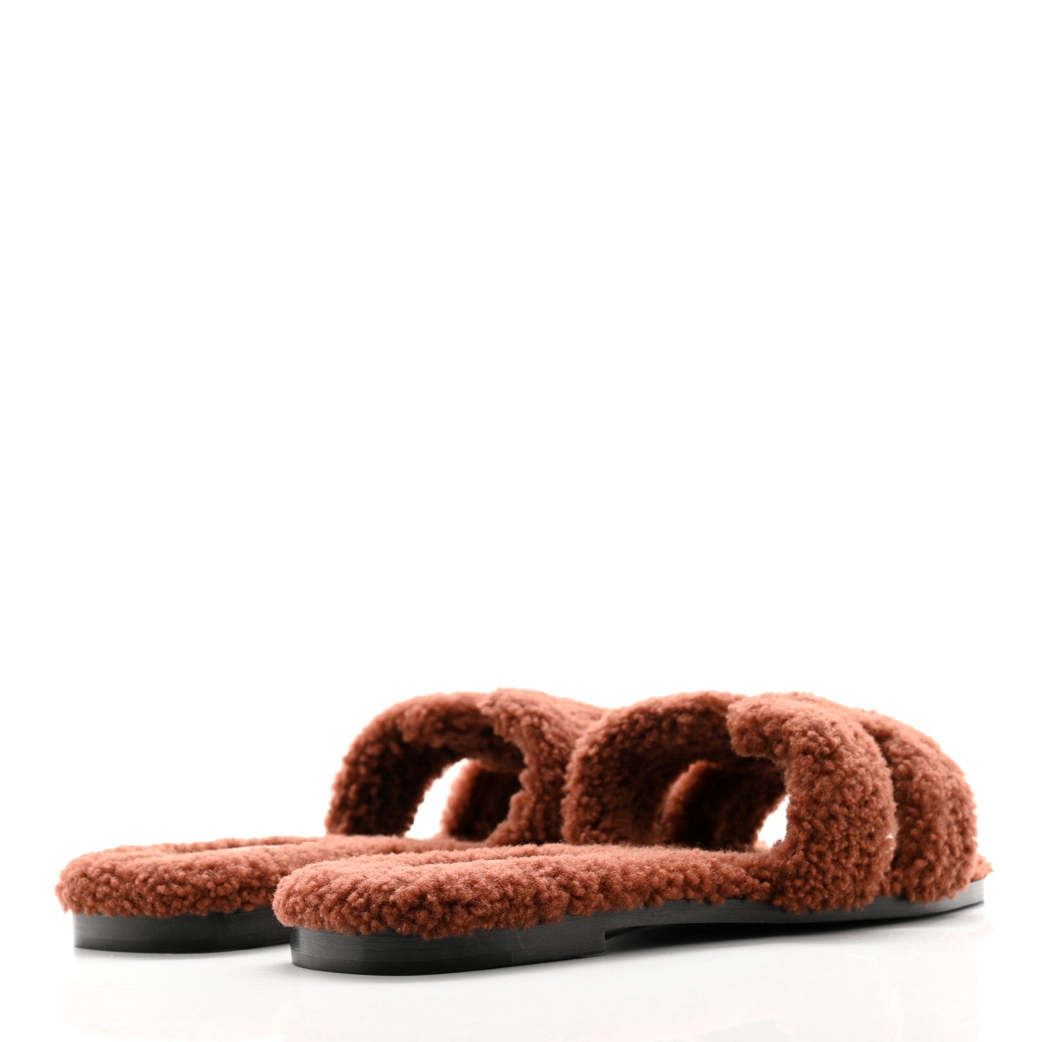 Hermes Woolskin Oran Sandals 38.5 Cognac 4 of 10