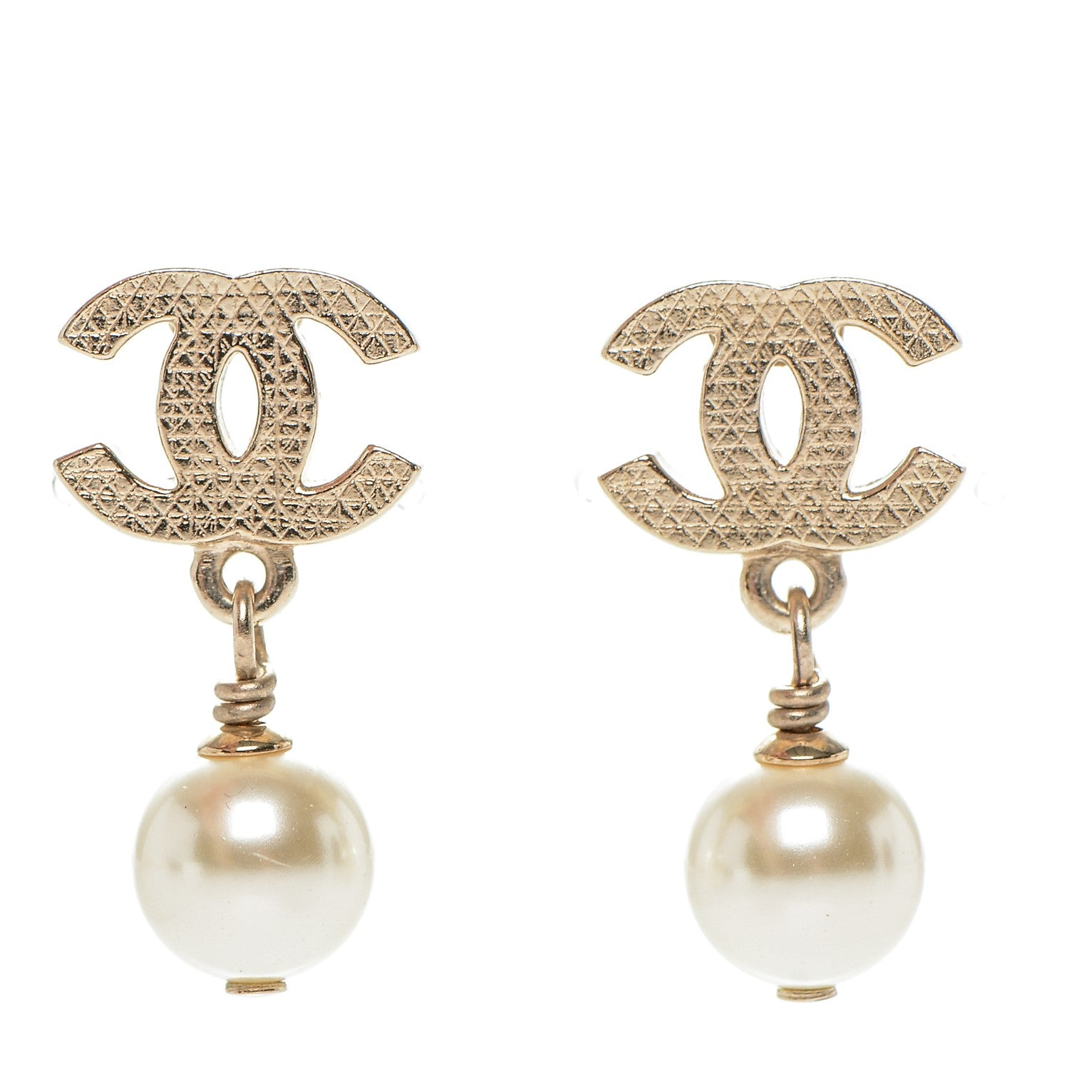 Chanel Pearl CC Drop Earrings Gold 1 of 4