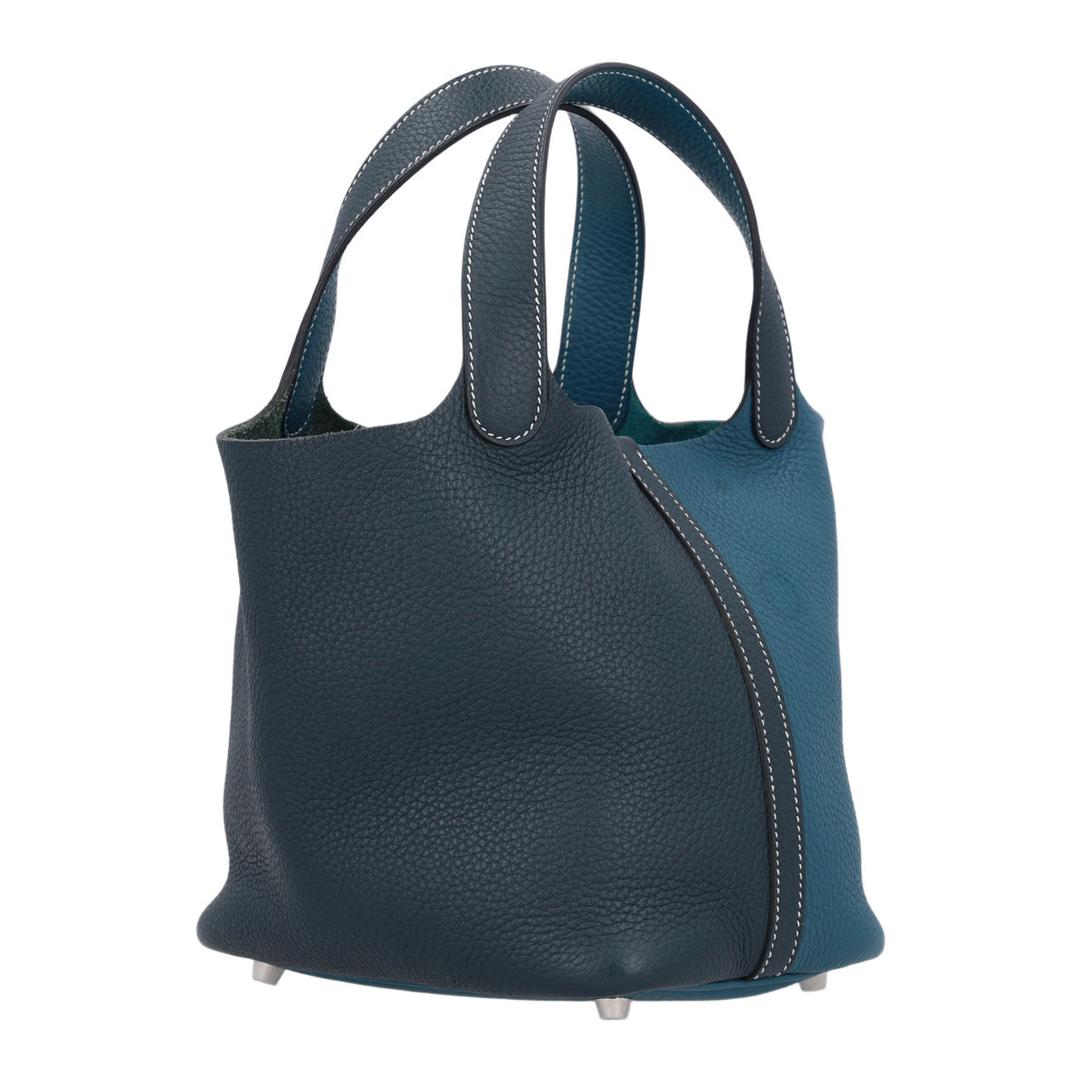 Hermes Taurillon Clemence Casaque Picotin Lock 18 PM Vert Bosphore Deep Bleu 3 of 11