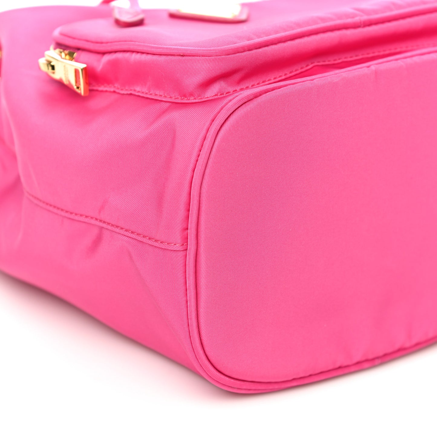 Re-Nylon Saffiano Duet Bucket Crossbody Bag Fuxia