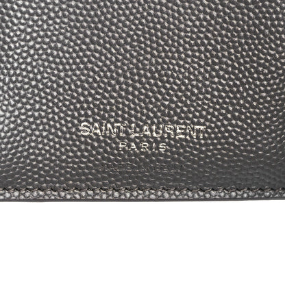 Saint Laurent Grain De Poudre Matelasse Chevron Monogram Compact Tri Fold Wallet Earth 6 of 14
