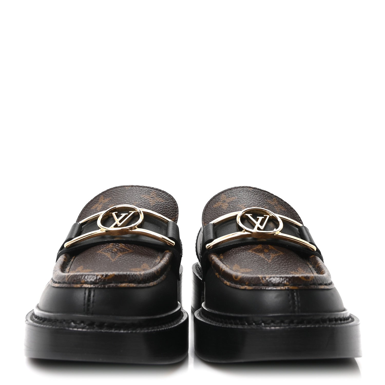 Louis Vuitton Monogram Calfskin Academy Loafers 38 Black 3 of 9