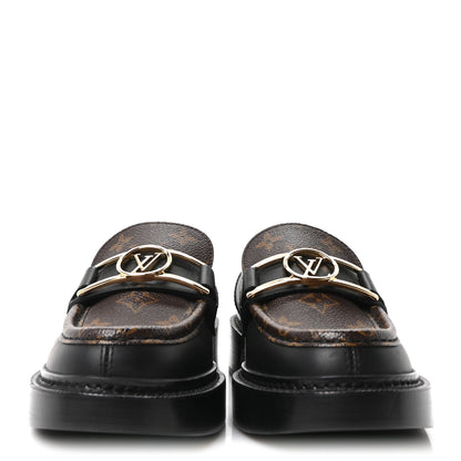 Louis Vuitton Monogram Calfskin Academy Loafers 38 Black 3 of 9