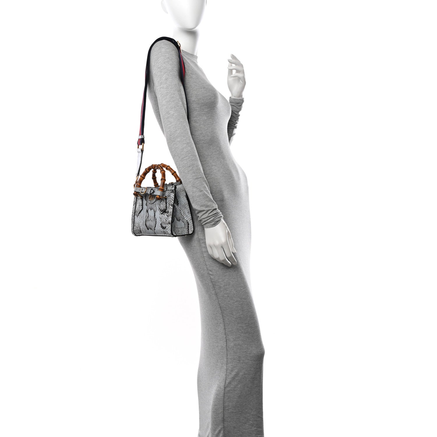 Gucci Snakeskin Mini Diana Tote Bag Blue 2 of 11
