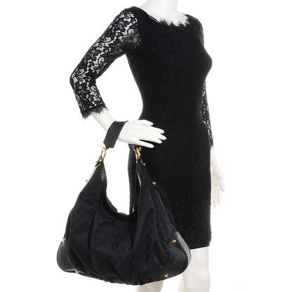 Gucci Monogram Large Jockey Hobo Black 2 of 7