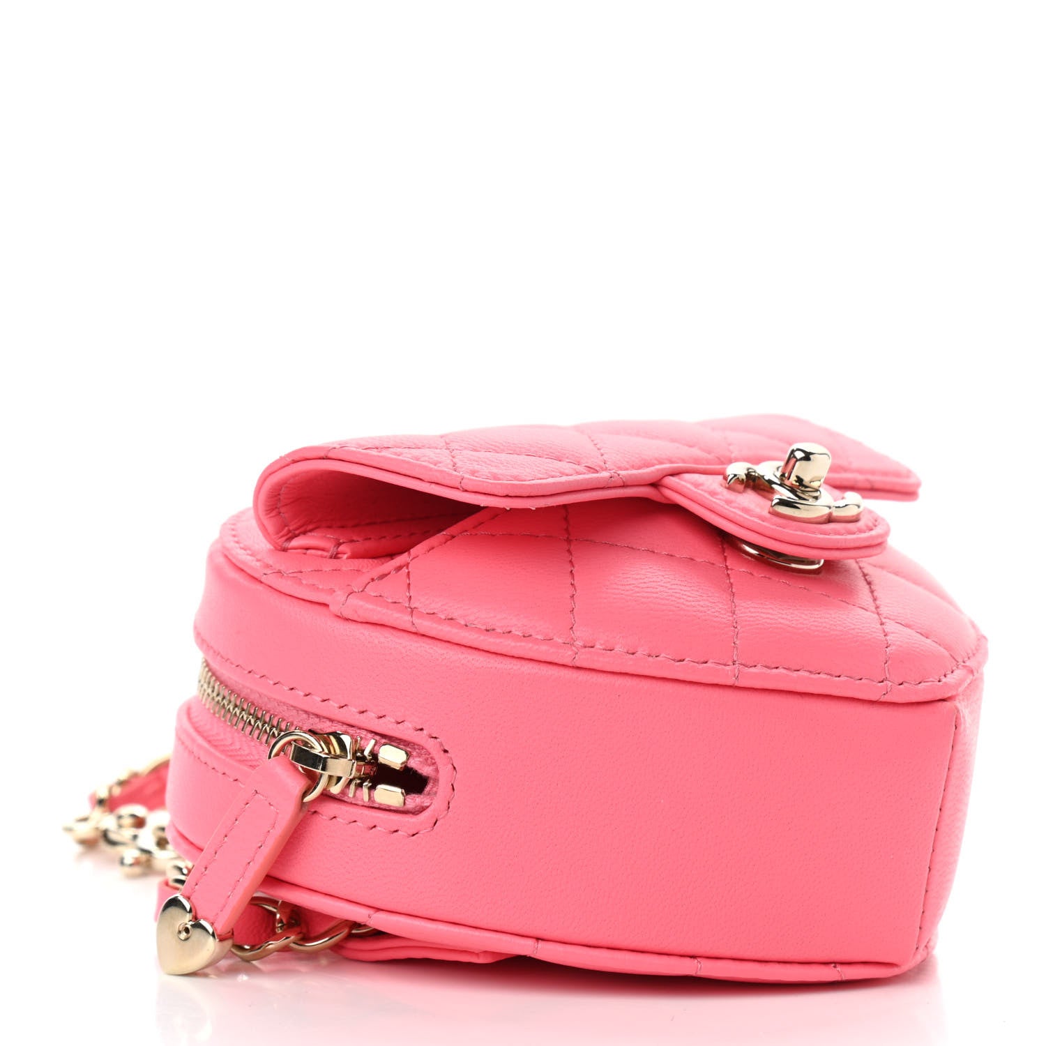 Chanel Lambskin Quilted CC In Love Heart Waist Belt Bag With Chain Pink 4 of 11