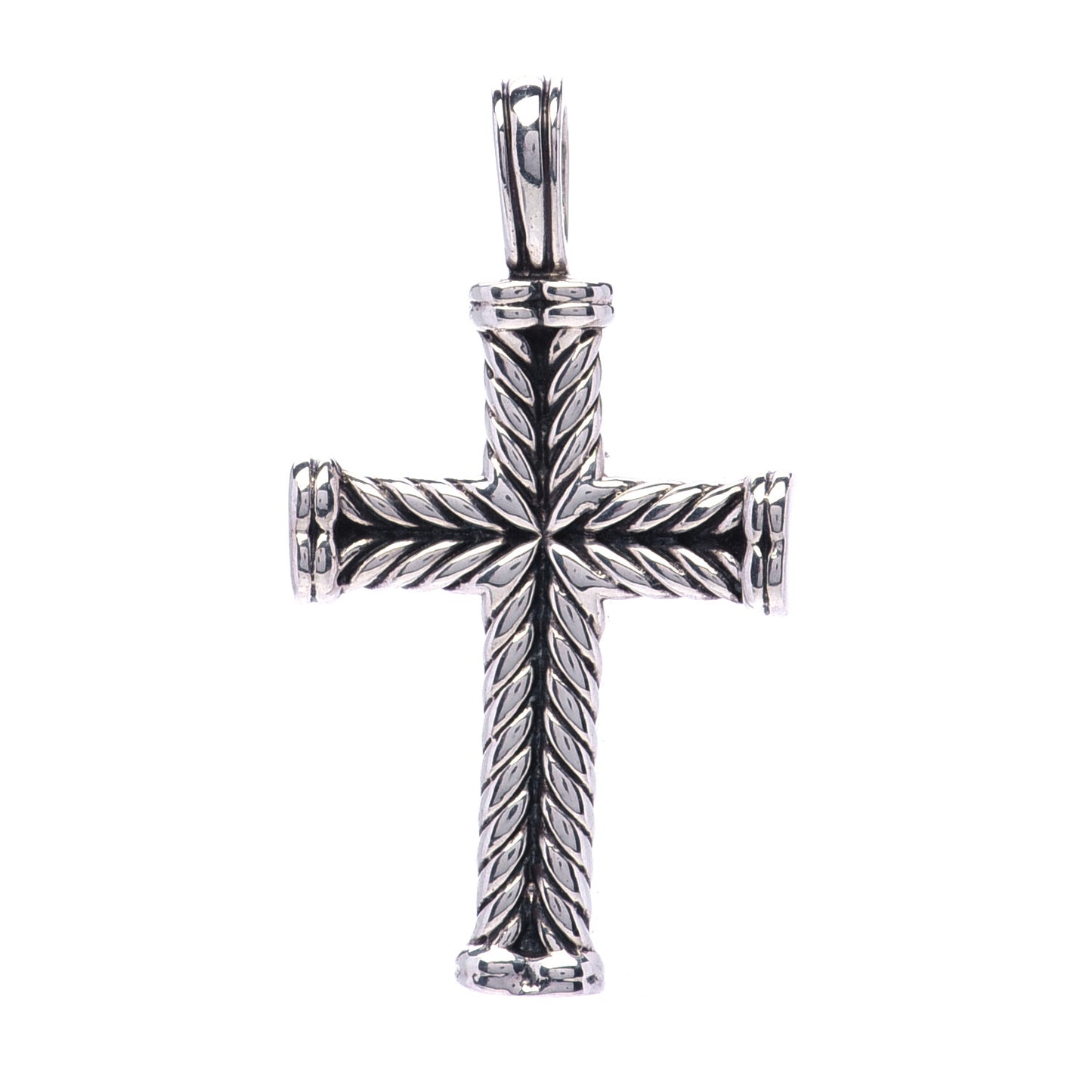 Sterling Silver Mens Chevron Cross Pendant