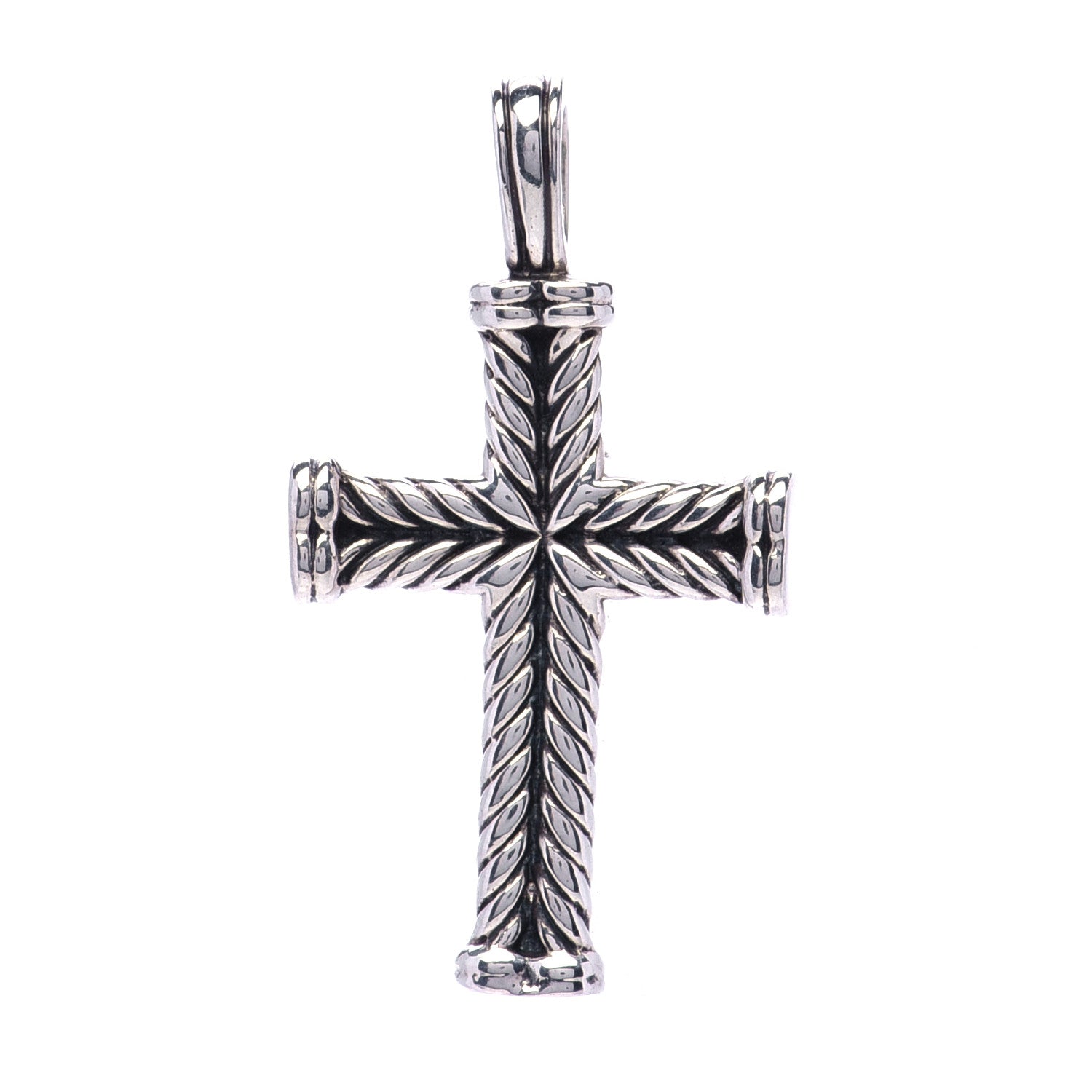 David Yurman Sterling Silver Mens Chevron Cross Pendant 1 of 4