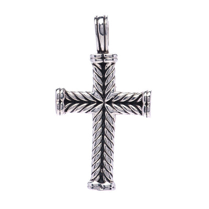 David Yurman Sterling Silver Mens Chevron Cross Pendant 1 of 4