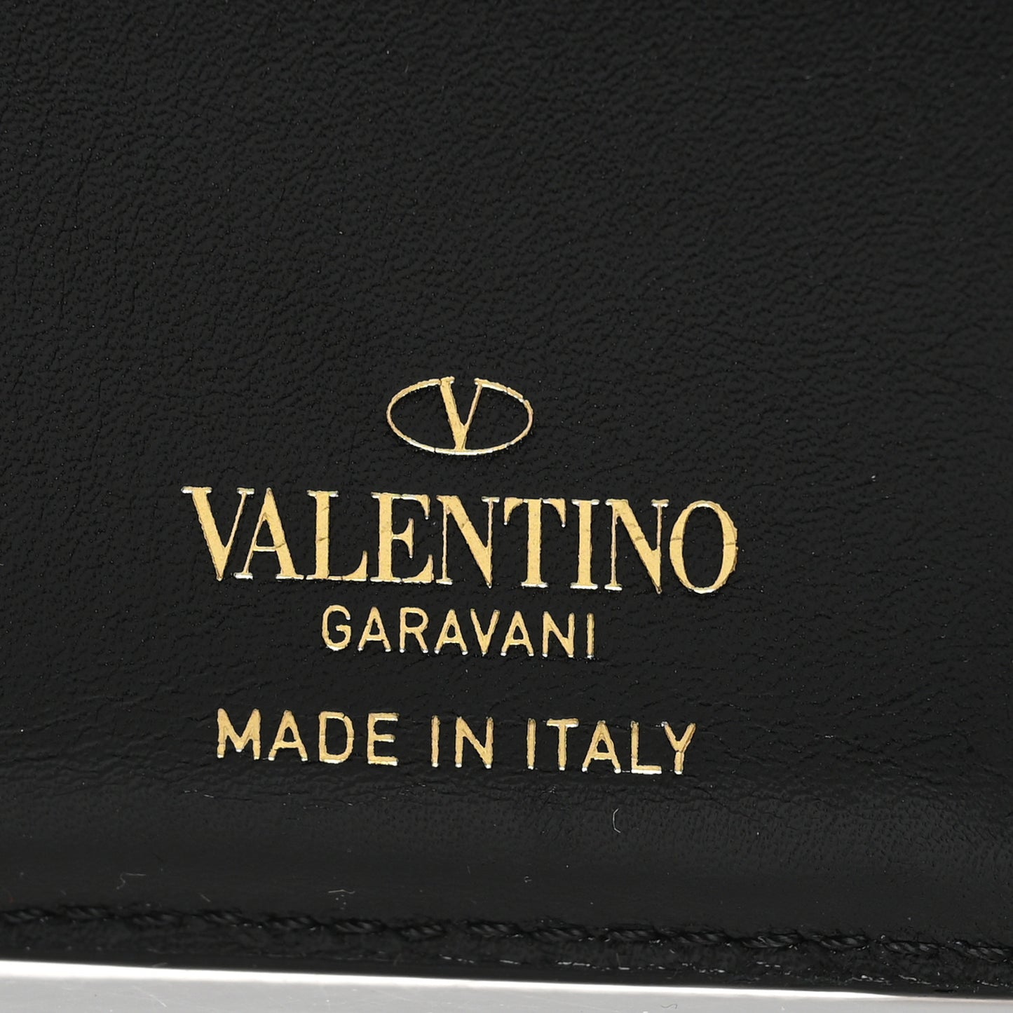 Calfskin VLogo Compact Wallet Black