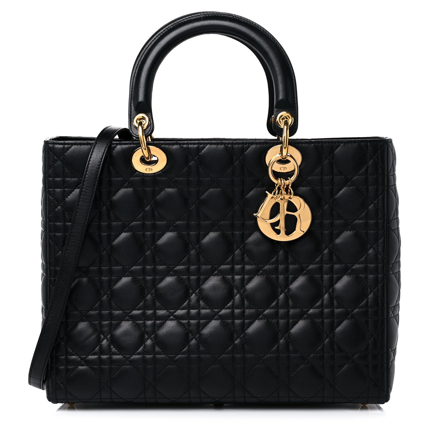Christian Dior Lambskin Cannage Large Lady Dior Black 1 of 13
