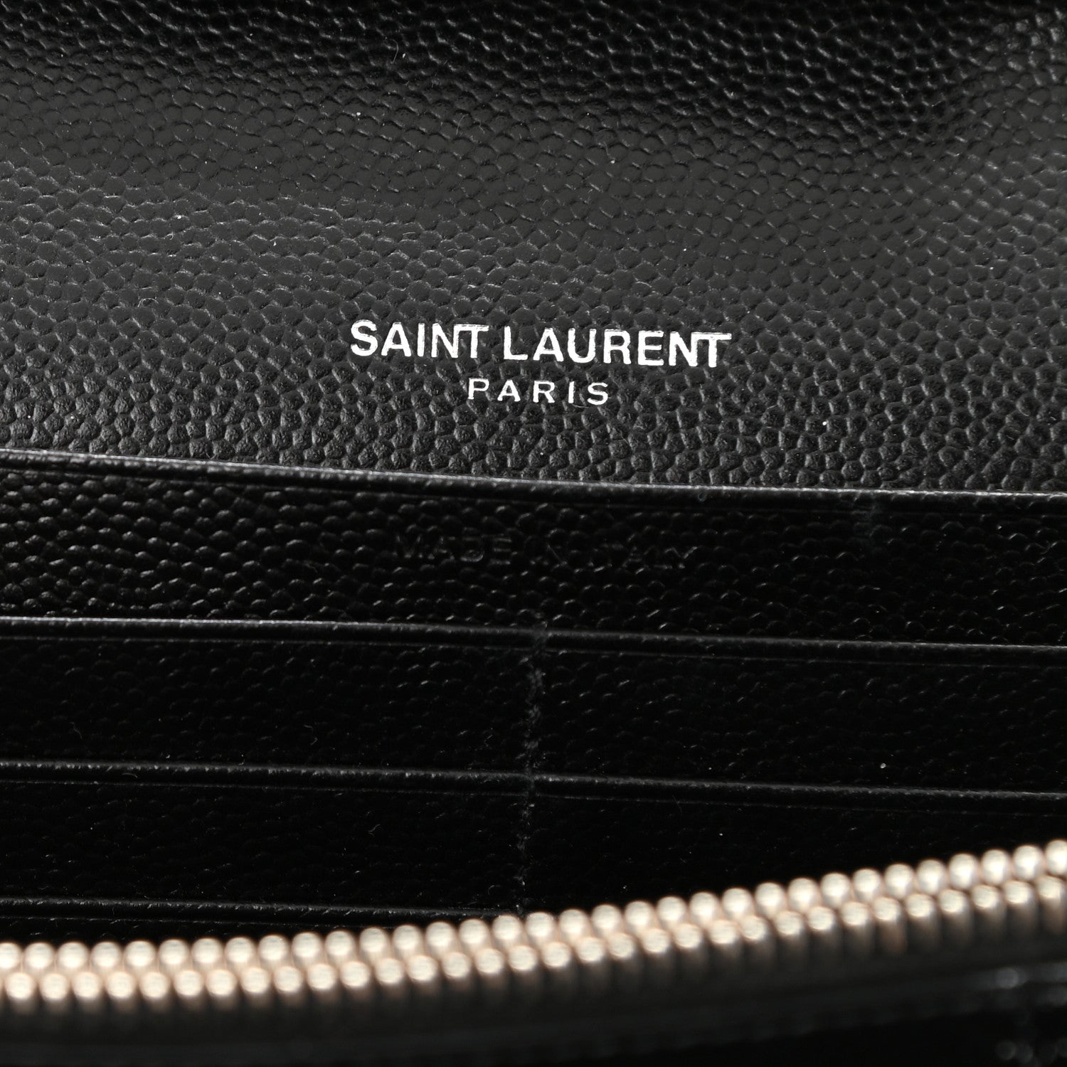 Saint Laurent Grain De Poudre Matelasse Chevron Monogram Chain Wallet Black 6 of 9